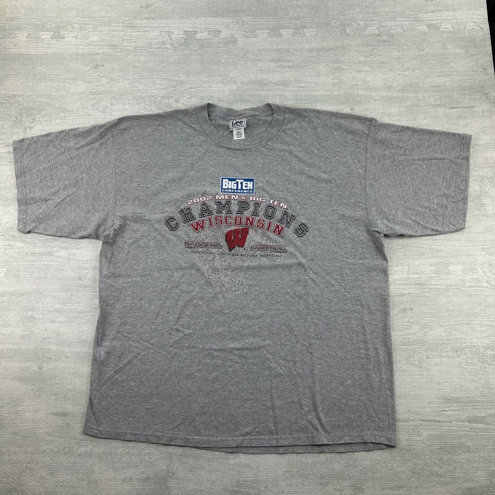 Vintage 2002 Wisconsin Basketball Champions Shirt Size XXL Gray NCAA Badgers